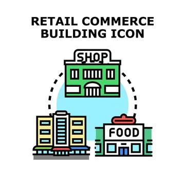 Retail commerce buildings vector icon concept Stock Illustration