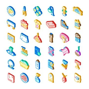 Retail consumer items isometric glyph icons collection Illustrazione stock