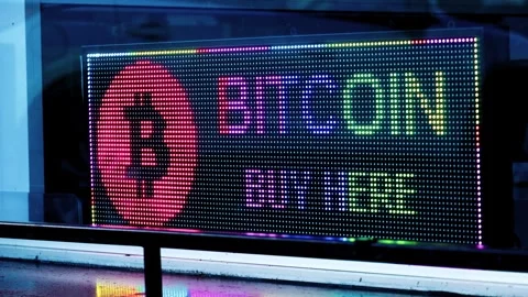 Retail cryptocurrency electronic sign alternative digital assets Stock Footage 338990843