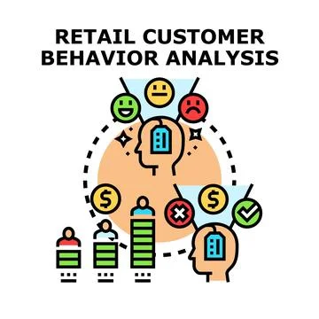 Retail customer behavior analysis measuring purchase intent Stock Illustration
