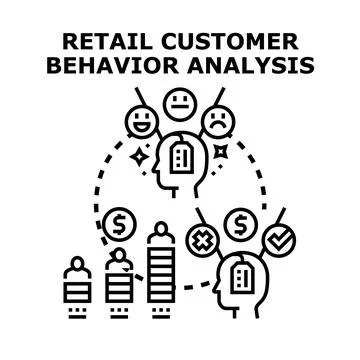 Retail customer behavior analysis measuring purchase intent Stock Illustration