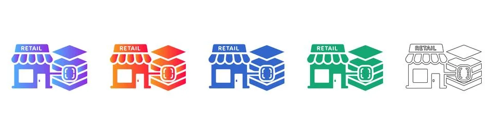 Retail Data Analytics Icon Set Stock Illustration