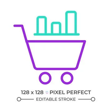 Retail data mining two color line icon Stock Illustration