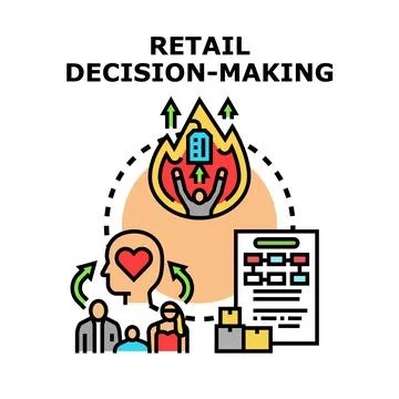 Retail decision making process balancing customer needs and strategy Stock Illustration