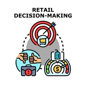Retail decision making process for business success 스톡 일러스트