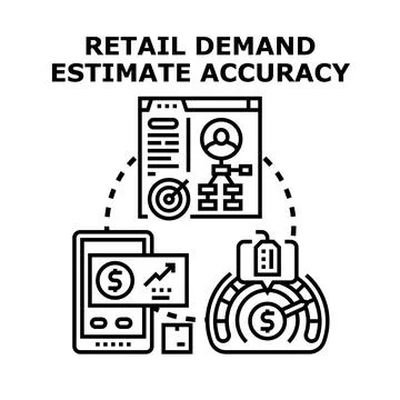Retail demand estimate accuracy measuring sales forecast Stock Illustration