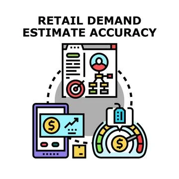 Retail demand estimate accuracy measuring sales forecast Stock Illustration