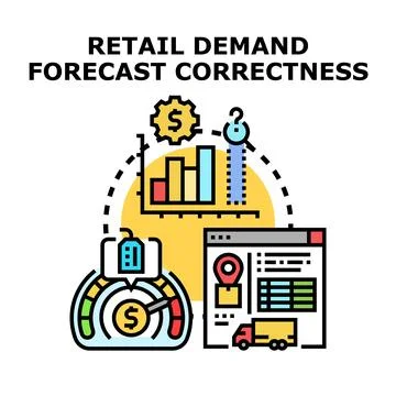 Retail demand forecast correctness measuring business analytics Stock Illustration