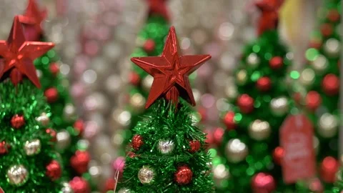Retail display featuring Christmas tree topper, Magnified view of festive Stock-Footage 320236942