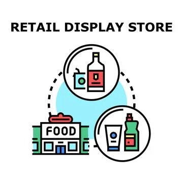 Retail display store product distribution concept Stock Illustration