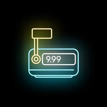 Retail electronic scale showing price or weight with neon light Stock Illustration