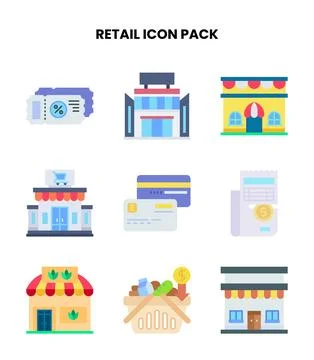 Retail Flat Icons Pack 스톡 일러스트