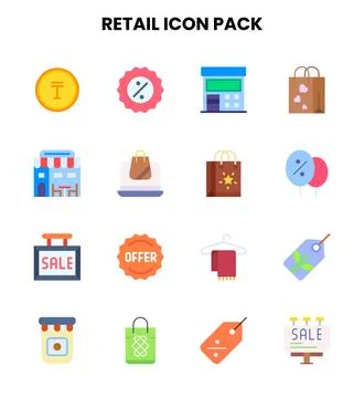 Retail Flat Icons Pack Stock Illustration