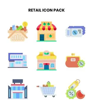 Retail Flat Vector Icons Pack Stock Illustration
