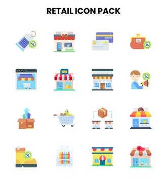 Retail Flat Vector Icons Pack Stock Illustration