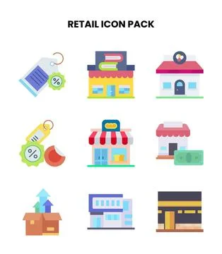 Retail Flat Vector Icons Pack 스톡 일러스트