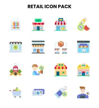 Retail Flat Vector Icons Pack Stock Illustration