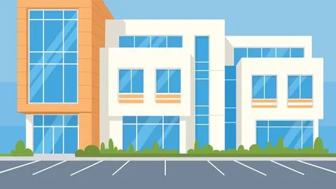 Retail Front Office Flat Design Illustration Exterior Stock Illustration