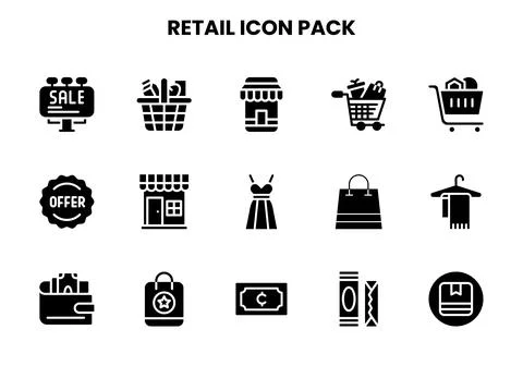 Retail Glyph Bundle Icons Pack イラスト素材