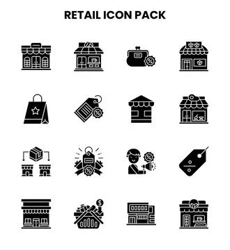Retail Glyph UI Icons Pack Stock Illustration
