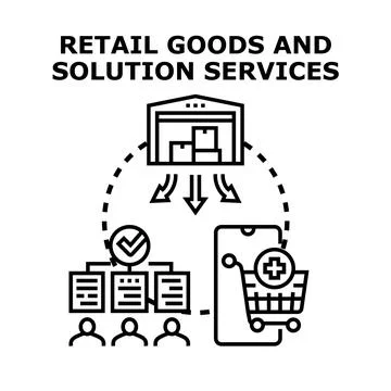 Retail goods and solution services process illustration Illustration