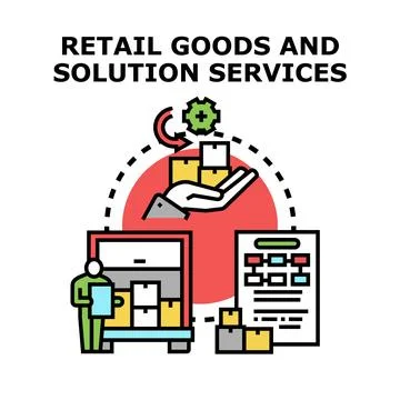 Retail goods solution services delivering product logistics Stock Illustration