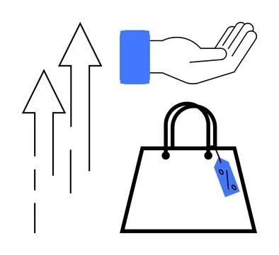 Retail growth, e-commerce, sales performance, market analysis, consumer trend Stock Illustration
