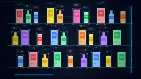 Retail Inventory Management and Smart Shelf Technology Concept, Digital Scanning 스톡 동영상 341715001