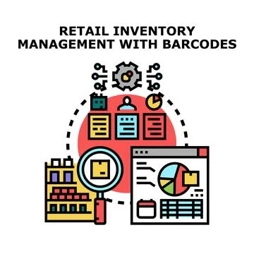 Retail inventory management optimizing store operations Stock Illustration