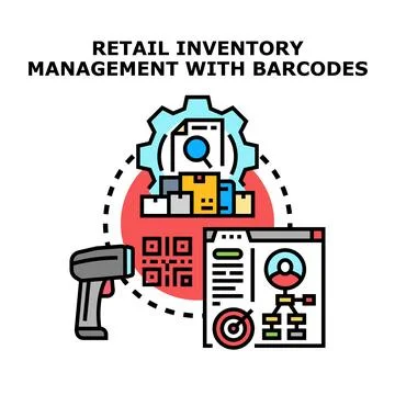 Retail inventory management using barcode scanning technology 스톡 일러스트