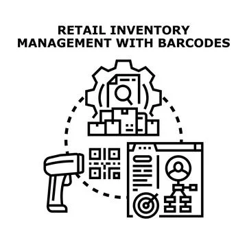 Retail inventory management using barcode scanning technology 스톡 일러스트