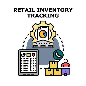 Retail inventory tracking system managing product logistics Stock Illustration