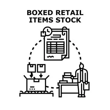 Retail items stock management concept vector Stock Illustration