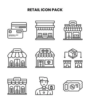 Retail Line Design Icons Pack Stock Illustration