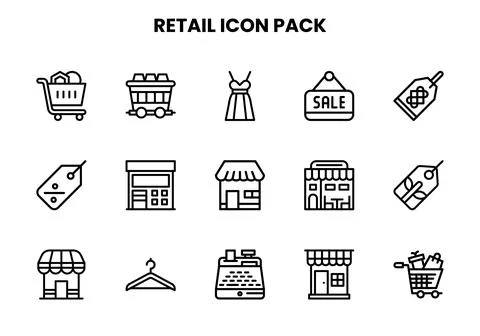 Retail Line Icons Pack Stock Illustration