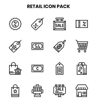 Retail Line Scalable Icons Pack Stock Illustration
