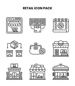 Retail Line Vector Icons Pack Illustrazione stock