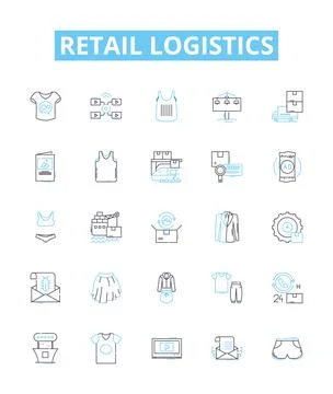 Retail logistics vector line icons set. Retail, Logistics, Procurement Stock Illustration