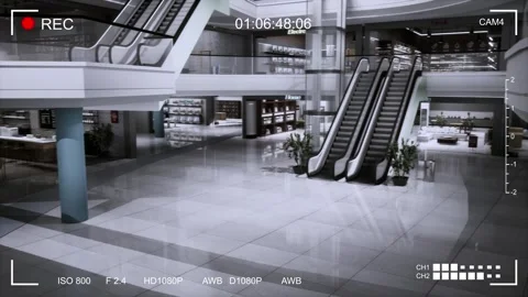 Retail Mall CCTV Security Camera Video Feed Stock Footage 328711491