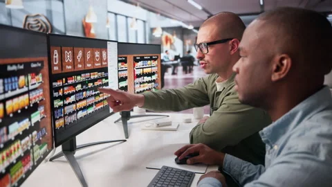 Retail Manager And Assistant Discuss Store Layout Stock Footage 336369642