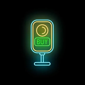 Retail online shop button neon light glowing 스톡 일러스트