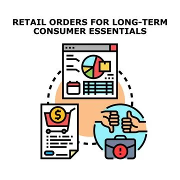 Retail orders for long term consumer essential concepts Illustrazione stock
