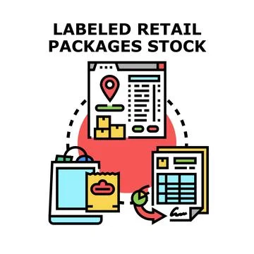 Retail packages stock management process concept Stock Illustration