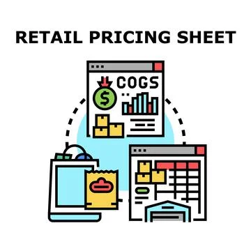 Retail pricing sheet concept for cost analysis Stock Illustration