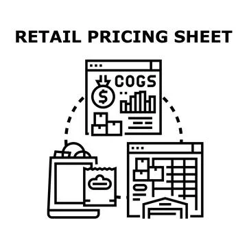 Retail pricing sheet concept for cost analysis Stockillustratie