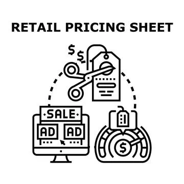 Retail pricing sheet managing product cost strategy Stock Illustration