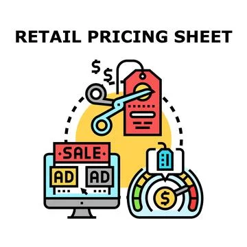 Retail pricing sheet managing product cost strategy Stock Illustration