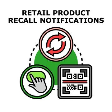 Retail product recall notifications process for consumers Stock Illustration