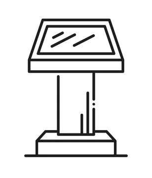 Retail promo interactive stand display line icon Stock Illustration