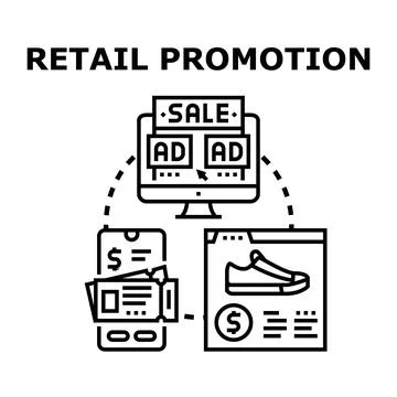 Retail promotion strategy using digital advertising and online sales 库存插图